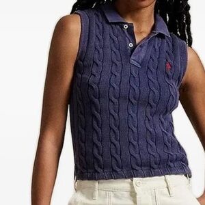 Ralph Lauren Cable Knit Collared Vest